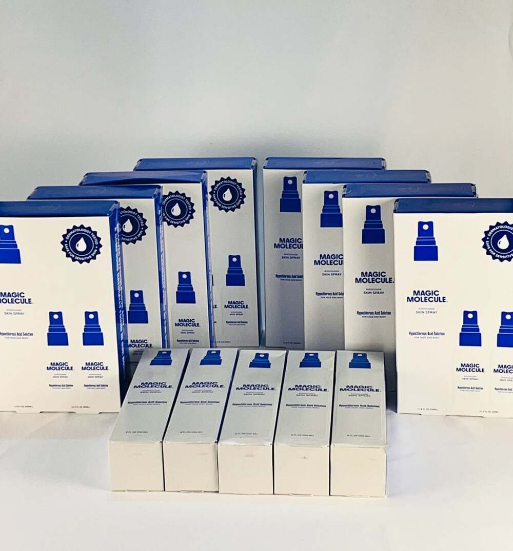 Lot of 29 Magic Molecule Hypochlorous Acid Skin Spray Bottles. 13x 8oz & 16x 2oz
